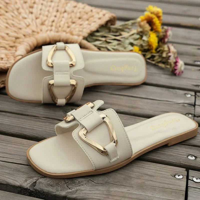 pantofole donna per uscire dorate per l'estate