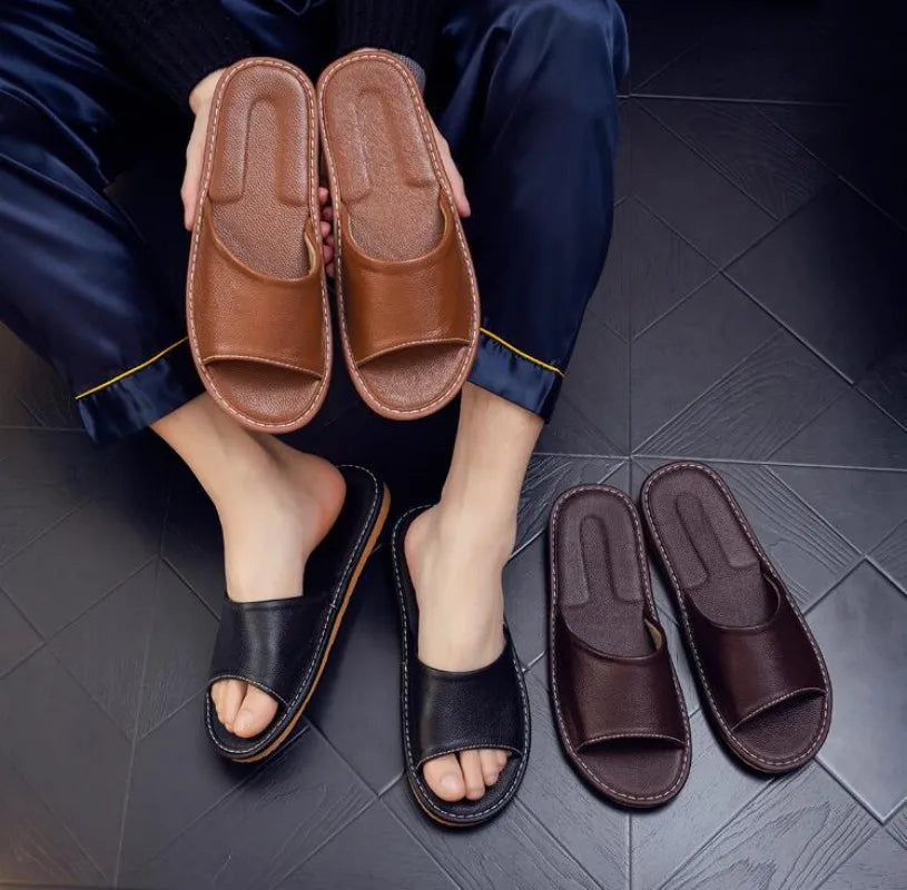 pantofole in pelle da uomo