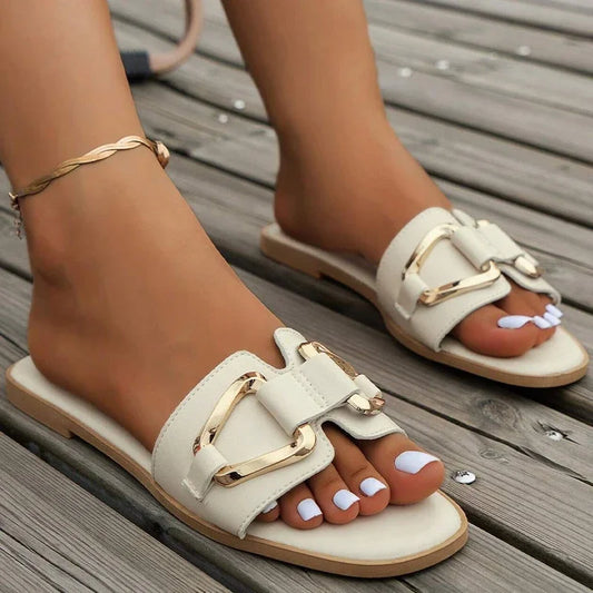 pantofole donna per uscire dorate per l'estate