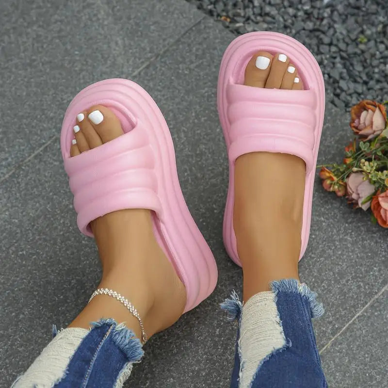 pantofole con zeppa donna eleganti rosa