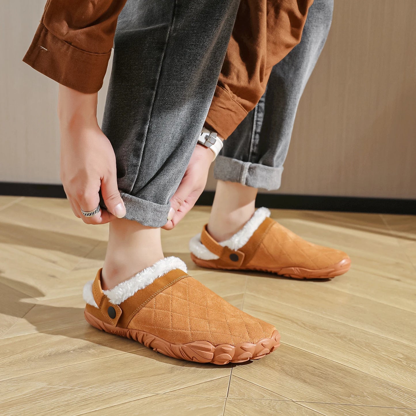 pantofole in pelle da uomo