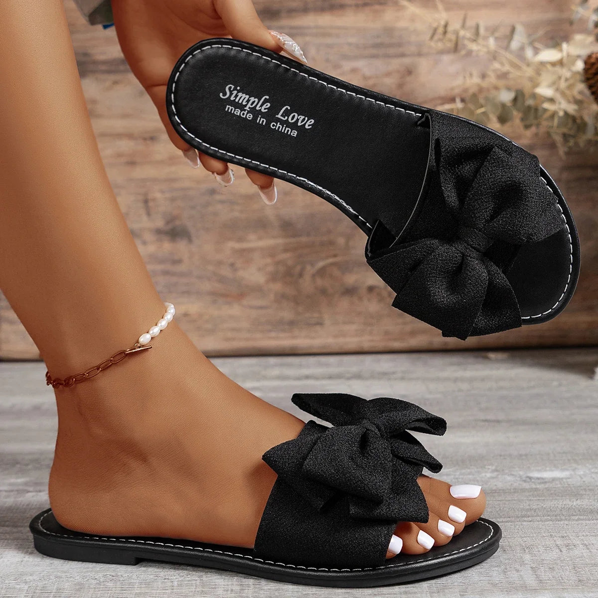 pantofole eleganti per l'estate da donna con fiocco