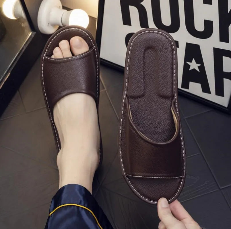 pantofole in pelle da uomo