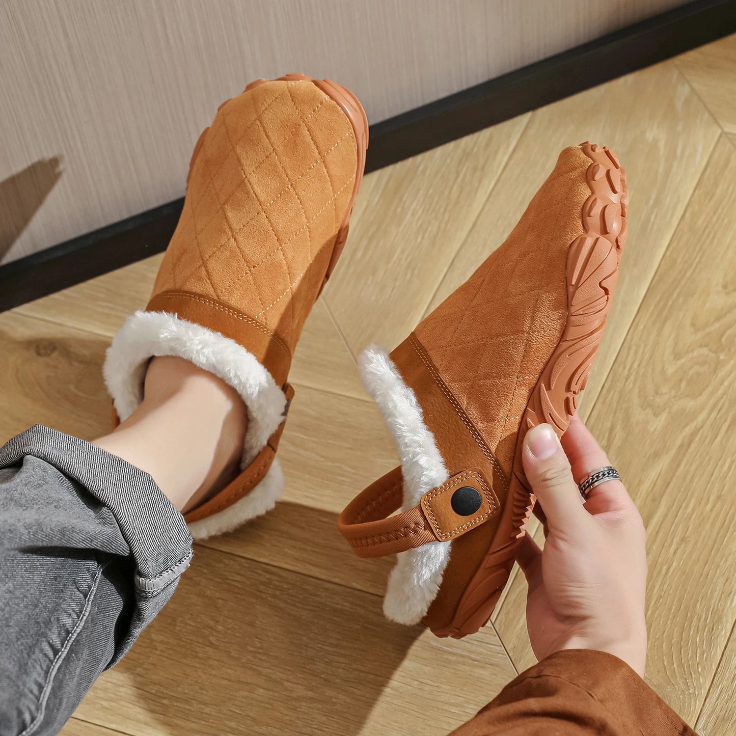 pantofole in pelle da uomo