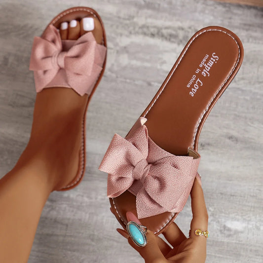 pantofole eleganti per l'estate da donna con fiocco